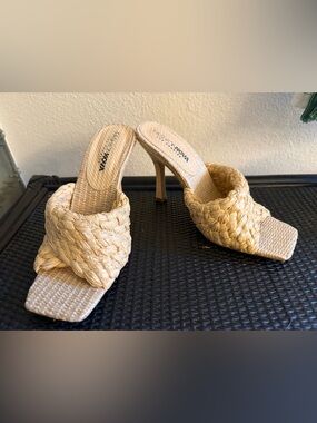 Fashion Nova Natural Braided High Heel Mules